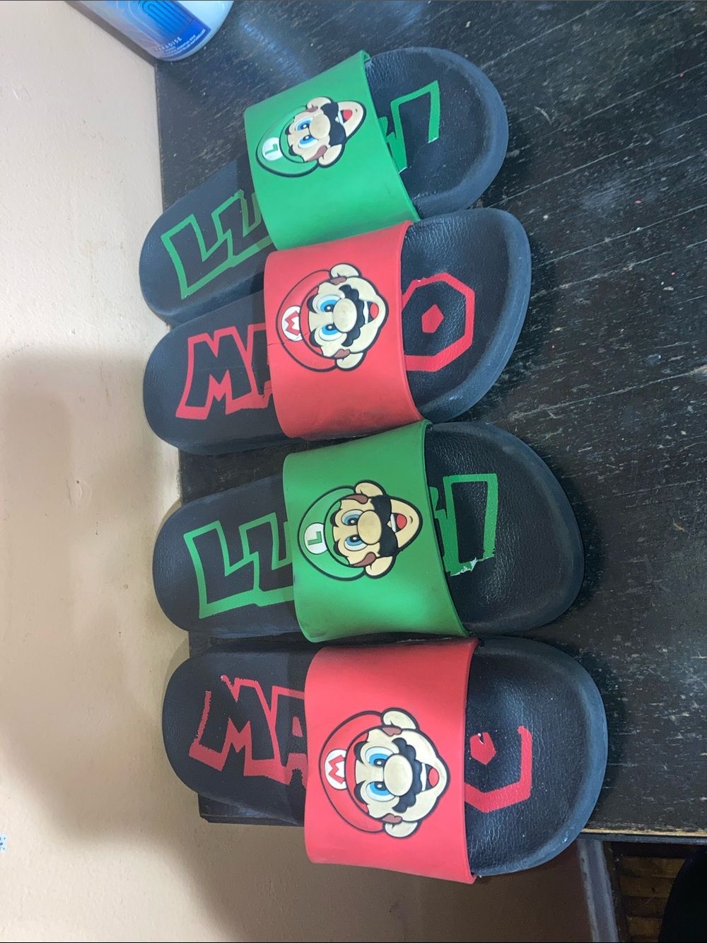 Kids Cartoon Character Slide Sandals in Red and Green